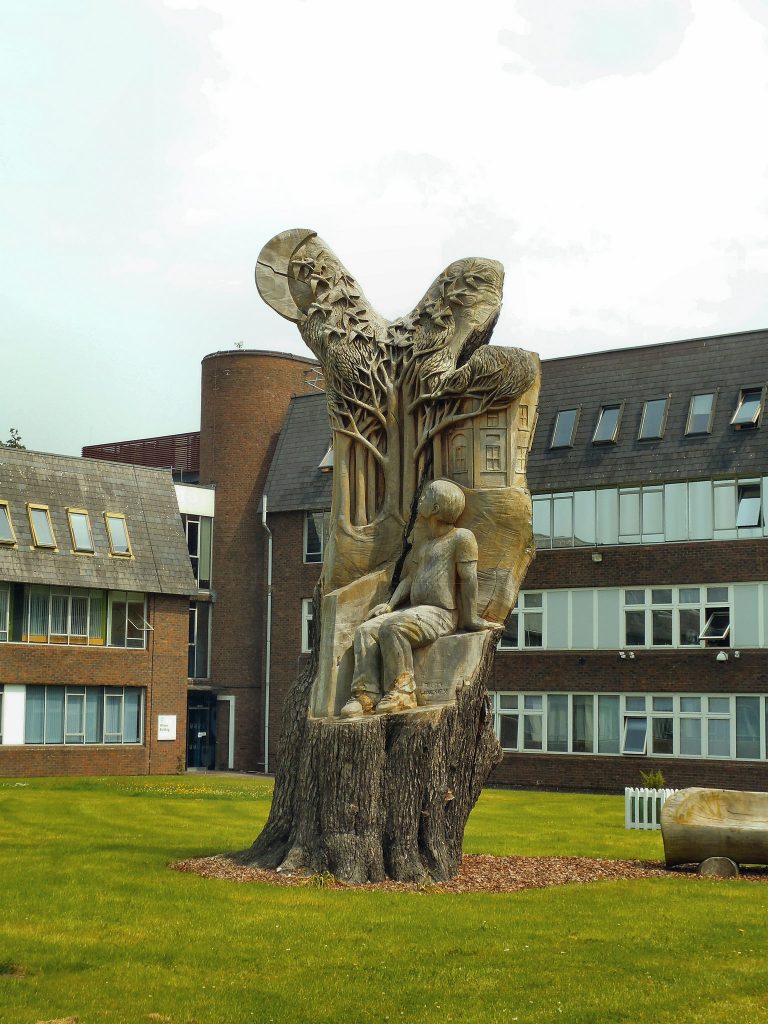  A wood sculpture on the campus of the Open University